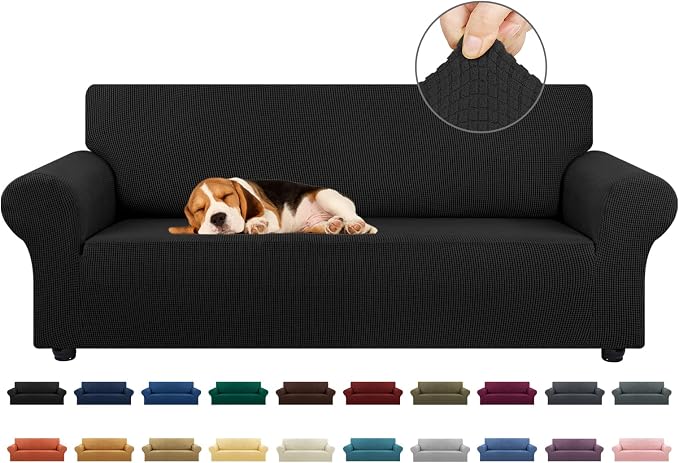 Stretch Couch Covers for Sofa, 3 Cushion Couch Slipcover, Elastic Bottom for by KEKUOU