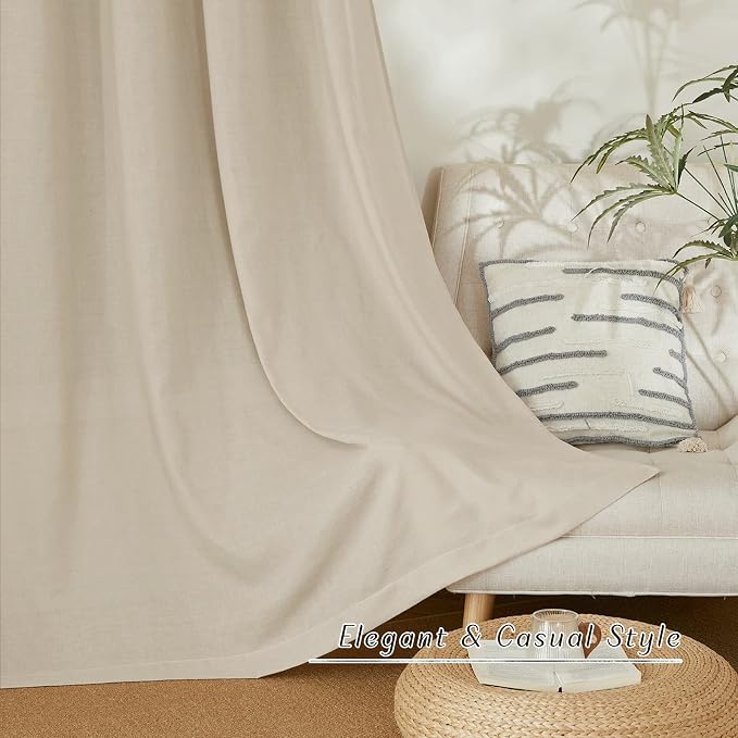 NICETOWN Rustic Linen 144 inch Long Curtains - Image 3
