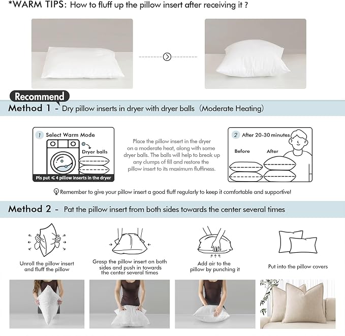 MIULEE 26x26 Euro Pillow Inserts, Double-Layer Down-Proof Cotton Cover - Image 9