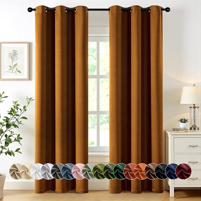 MIULEE Blackout Curtains for Bedroom 2 Panels 40 x 84 Inch Long Gold Brown | by MIULEE