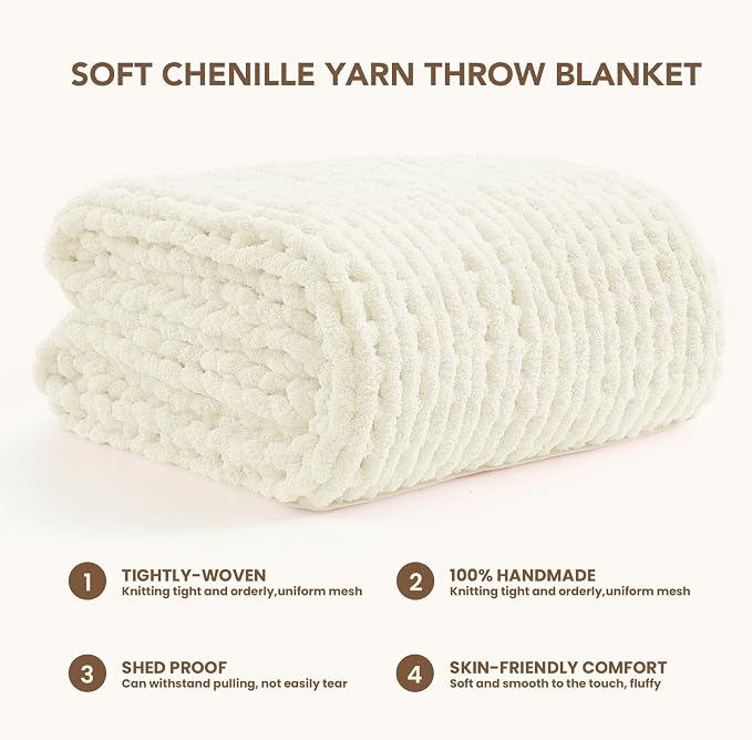 L'AGRATY Chunky Knit Throw Blanket - Image 3