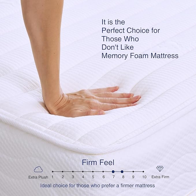 Sunrising Bedding 8" Natural Latex Twin XL Mattress, Individually Encased Pocket Coil, Firm, Supportive, Naturally Cooling, Organic Mattress, 120-Night Free Trial, 20-Year Warranty