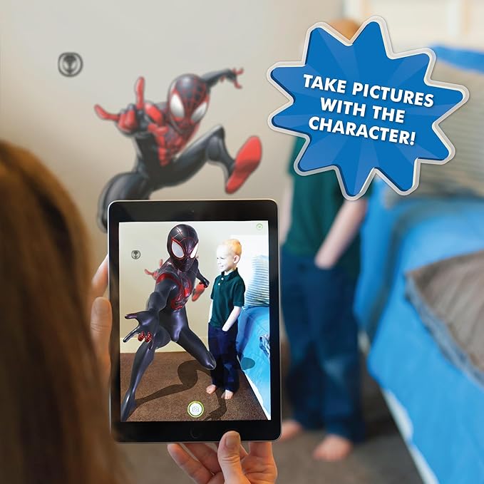 Wall Palz Marvel Miles Morales Wall Decal - Marvel Wall Stickers with 3D Augmented Reality Interaction - 21" Spider-Man Peel and Stick Bedroom Decor