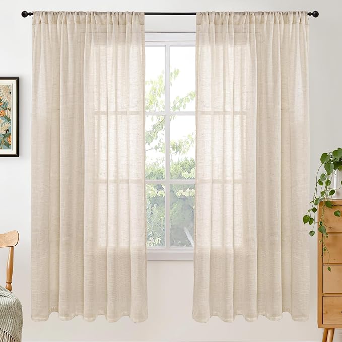 BGment Natural Linen Curtains 72 Inches Long by BGment