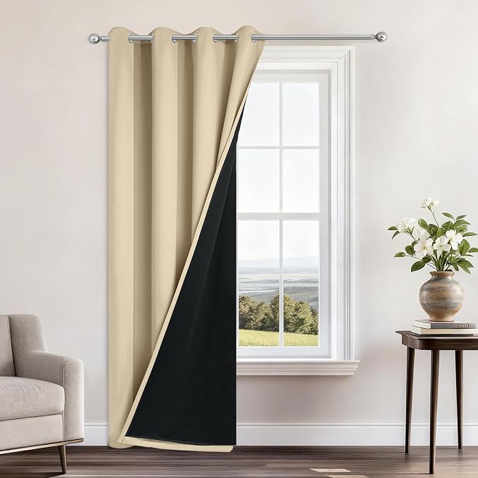 Yakamok Beige Blackout Curtains 96 Inches Long by Yakamok
