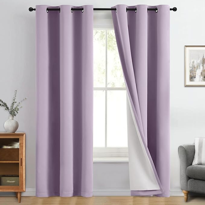 Yakamok Lilac 100% Blackout Curtains 84 Inches Long by Yakamok