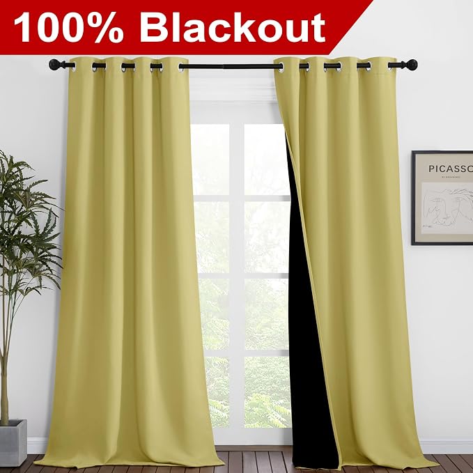 NICETOWN 100% Blackout Blinds, 46 inches x 102 inches, Laundry Room Decor - Image 2