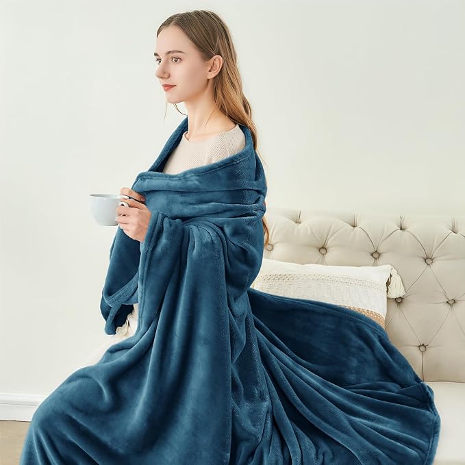 BEDELITE Fleece Blanket Soft Plush Twin Size Blanket Mineral Blue 60"x80" | - Image 4