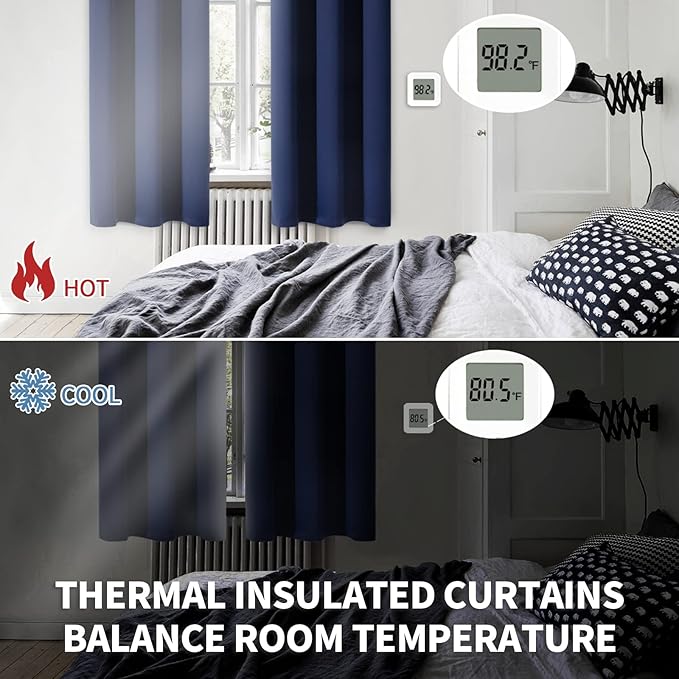 BGment Blackout Curtains for Bedroom - Grommet Thermal Insulated Room Darkening Curtains for Living Room, Set of 2 Panels (70 x 63 Inch, Navy Blue)