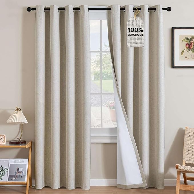 H.VERSAILTEX Linen Curtains 100% Blackout Curtains by HVERSAILTEX