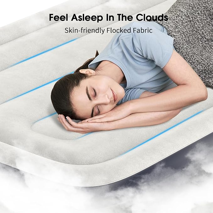 Twin XL Air Mattress with Built in Pump Raised,80" Long,Upgraded 18''Inflatable Mattress,Self Inflatable Blow Up Mattress in 2 Mins,Twin Size Air Mattress with Carry Bag for Home,Camping