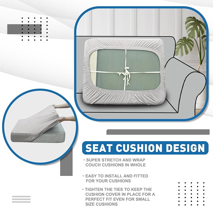 XINEAGE Large Couch Cushion Covers Seat Cushion Cover Thick Stretch Sofa - Image 6