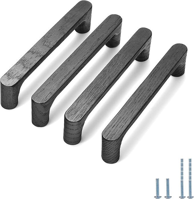 Black Round 7-1/2in 10 pcs Wooden Drawer Pulls Handle pulls for cabinets Kitchen Cabinet Drawer pulls Cabinet Door Pull