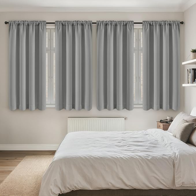 MIULEE 4 Panels Set Light Grey Blackout Curtains 63 Inch Length Bedroom | by MIULEE
