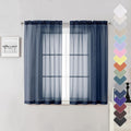 Short Sheer Curtains 54 Inches Length 2 Panels, Light Filtering Voile Curtain by Lecloud