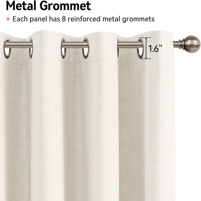 100% Blackout Linen Textured Curtains 72 Inch Long, Light Blocking, Thermal - Image 6