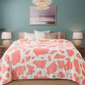 Fleece Cow Print Blanket for All Season - Premium Lightweight Anti-Static Pink and Ivory King Size Blankets Plush Gift for Daughter Mom, Bedroom Decor 90" x 108"(Pink Cow)