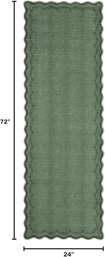 GarveeHome 2x6 Scalloped Washable Runner Rug Non Slip Hallway Kitchen Rug | - Image 2