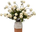 10 Stems Fake Flowers +Eucalyptus Stems Realistic Artificial Flowers Branches for Vase Milky White kiku Flowers Floral Arrangements Mum Boho Bridal Bouquet Silk for Home Decoration Indoor
