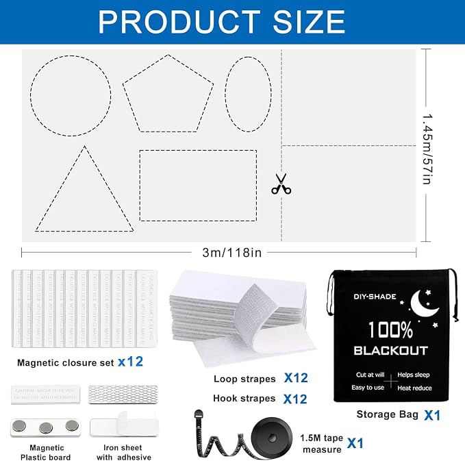 BirdNest 100% Blackout Blind Magnetic Blackout Window Cover 118 x 57Inch - Image 9