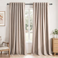 Topfinel 120 Inch Linen Blackout Curtains 2 Panels by Topfinel