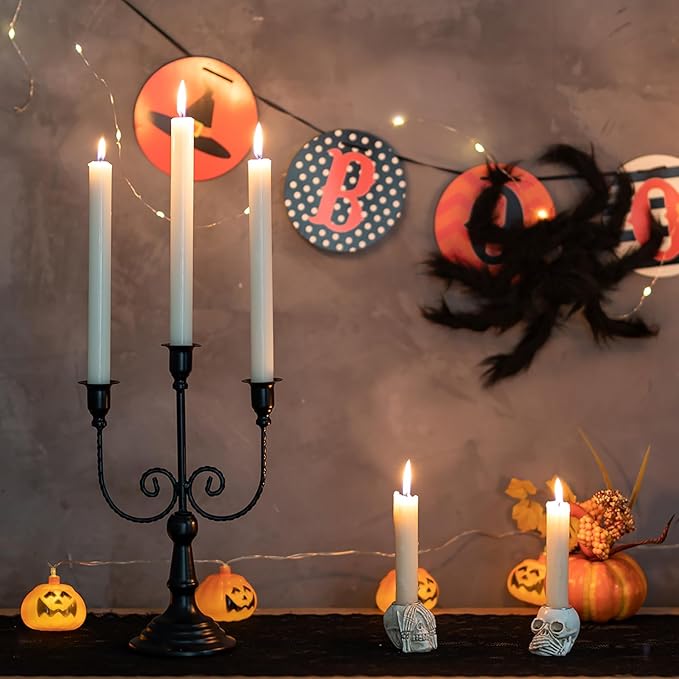 Romadedi Candelabra Black Candle Holders: 3 Arm Halloween Candlestick Holder11.8 Gothic Home Decor for Party Table Centrepiece Mantel Christmas, Set of 6