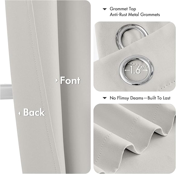MIULEE Blackout Curtains for Bedroom 2 Panels 40x54 Inch Long Natural White | - Image 4