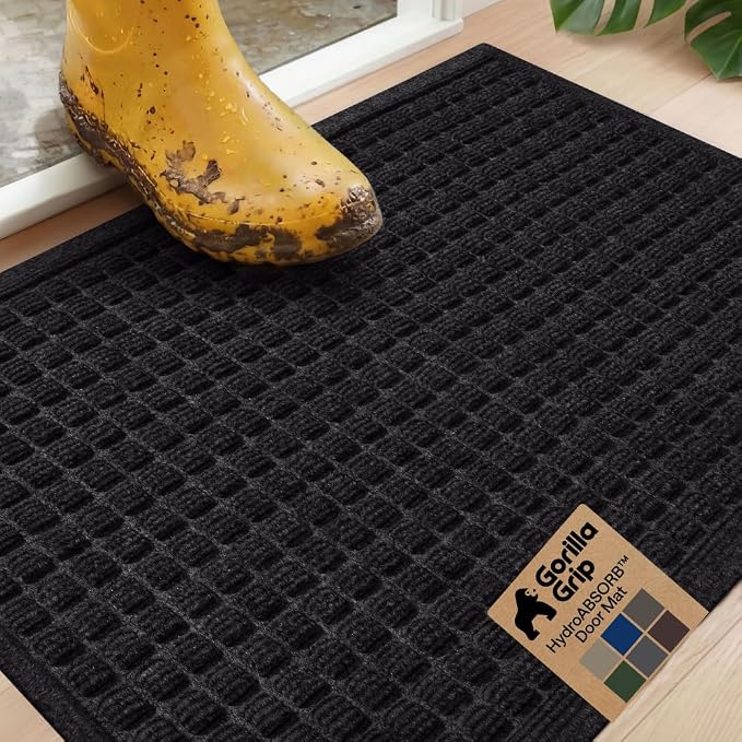 GORILLA GRIP® Ultra Absorbent Front Door Mat Outside Entrance, Traps Dirt and by Unknown