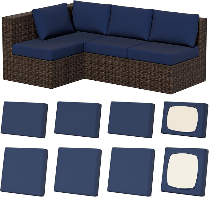 8Pcs Outdoor Cushion Covers, Stretch Patio Furniture Couch Chair Slipcovers | by VORSHAPE