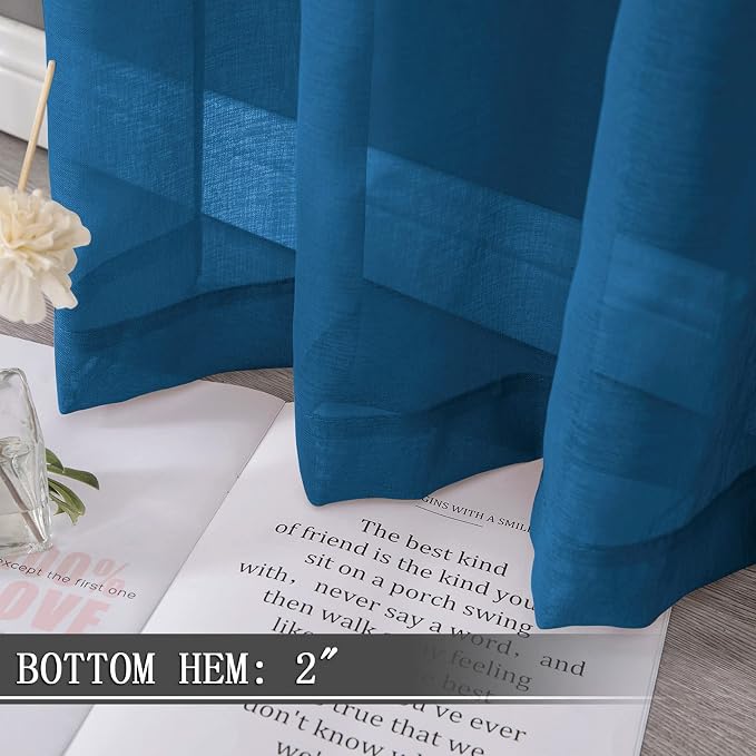 Tollpiz Short Sheer Curtains Living Room Linen Textured Curtain Sheers Light - Image 4