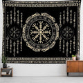 OSUNBD Nordic Vikings Tapestry Magical Runic Compass Wall Hanging Home Decor Vegvisir Runes Artwork Pagan Tapestry Art Hanging Decor Large Size 78.7”x59.1” for Bedroom Living Room Dorm