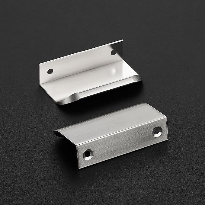 Ravinte Hardware 6 Pack Silver Cabinet Handles, 3 Inch (76mm) Finger Edge Pulls, 2 Inch Hole Center, Finger Pulls for Cabinets