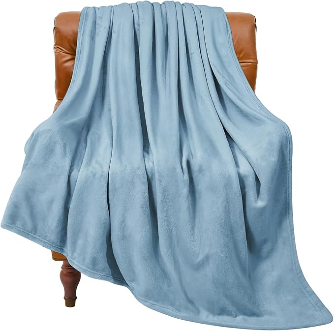 BEDELITE Fleece Blanket Soft Plush Twin Size Blanket Washed Blue 60"x80" | by BEDELITE