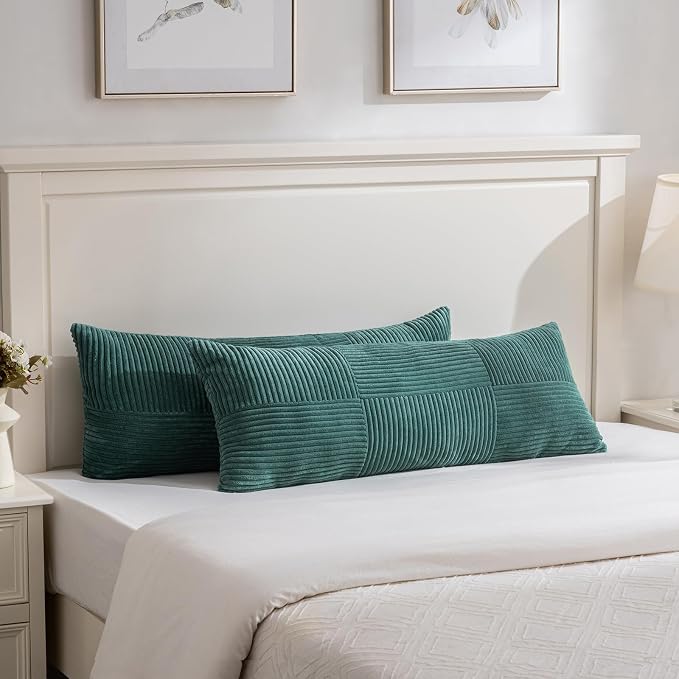 Fancy Homi Set of 2 Teal Boho Long Lumbar Body Decorative Throw Pillow Cover by Fancy+Homi