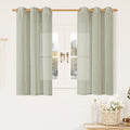 Short Linen Curtains 48 Inch Length 2 Panels, Semi Sheer Light Filtering Panels by LAMIT