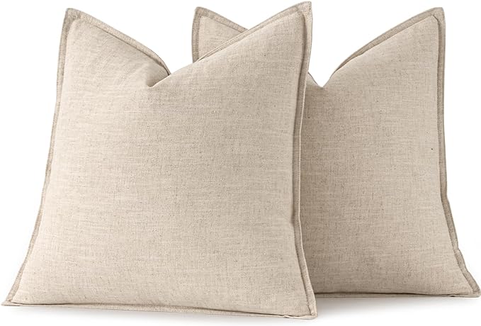 MIULEE Decorative Linen Pillow Covers 20x20 Inch Natural Beige | Boho - Image 6