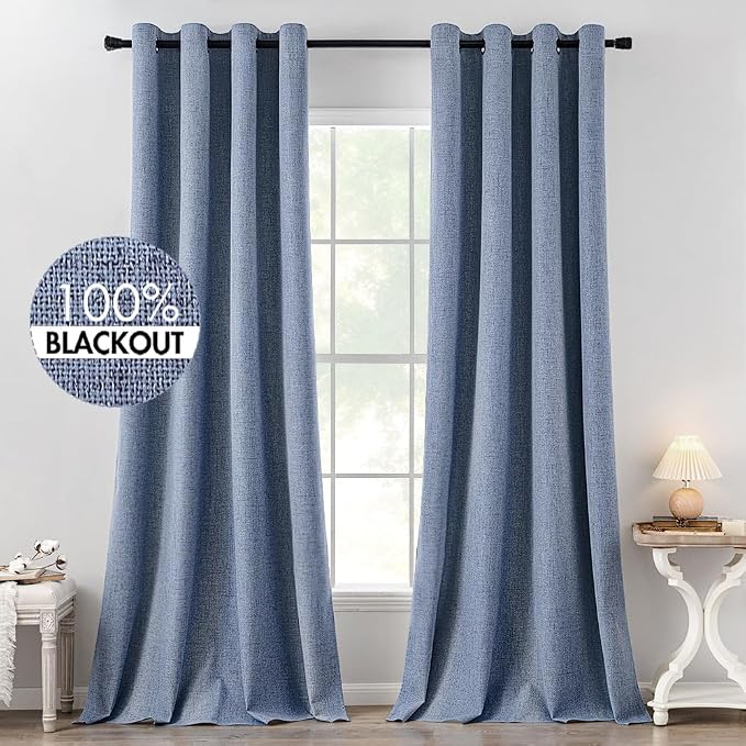 MIULEE 100% Blackout Linen Curtains by MIULEE
