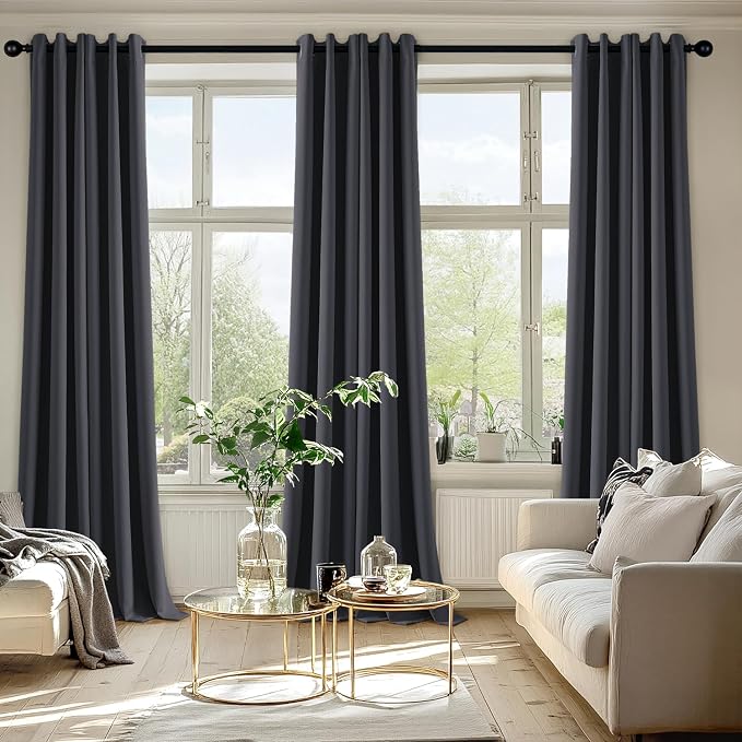 MIULEE Blackout Curtains for Bedroom 2 Panels 40 x 96 Inch Long Dark Grey | - Image 6
