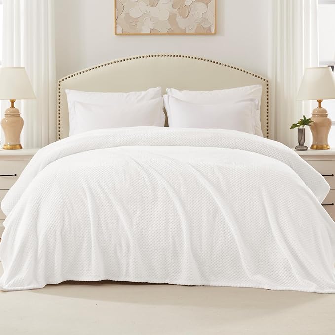Exclusivo Mezcla Soft Waffle Fleece Bed Blanket Queen Size, Cozy Flannel - Image 3