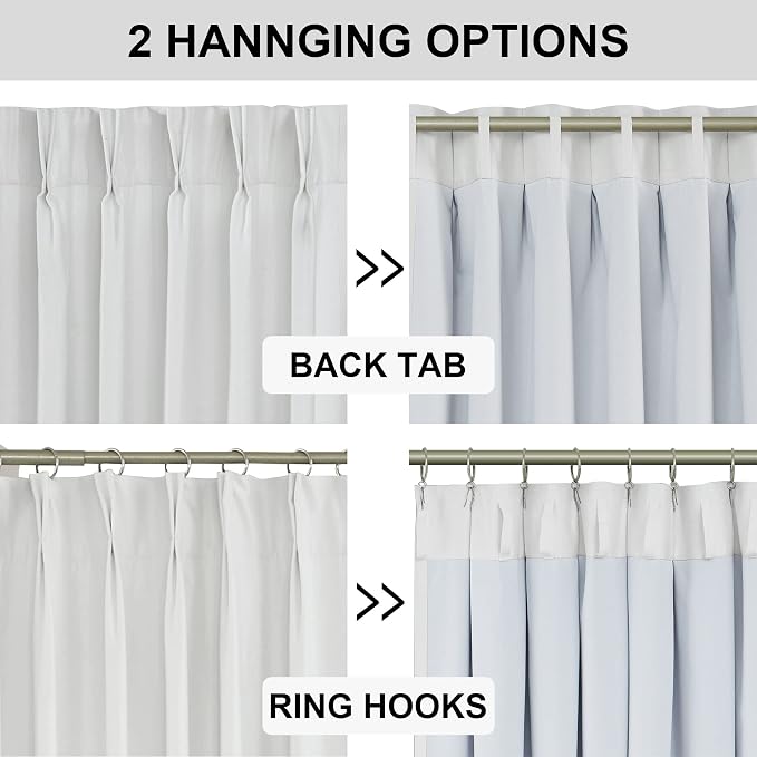 Vision Home White Pinch Pleated Full Blackout Curtains 60 inch Wide Thermal - Image 6