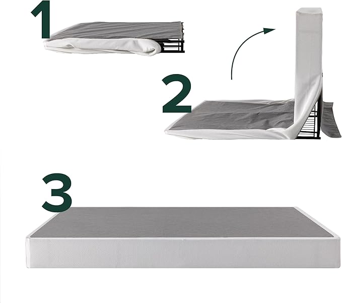 ZINUS No Assembly Metal Box Spring, 7.5 Inch White Mattress Foundation, Sturdy Metal Structure, Twin