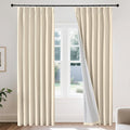 Joydeco Pleated Curtains for Living Room Bedroom, Linen Drapes 90 inch Length 2 by JOYDECO