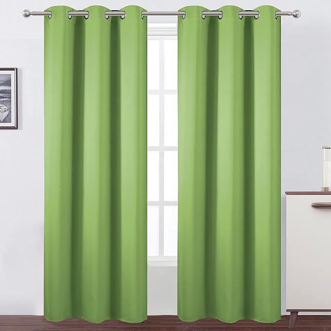 Light Green Thermal Blackout Curtains/38 x 84 Inch/Set of 2 Panels Room by Lemomo