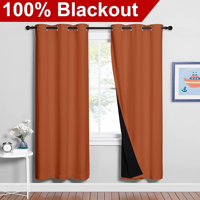 NICETOWN 100% Blackout Window Curtain Panels, Full Light Blocking Drapes - Image 2