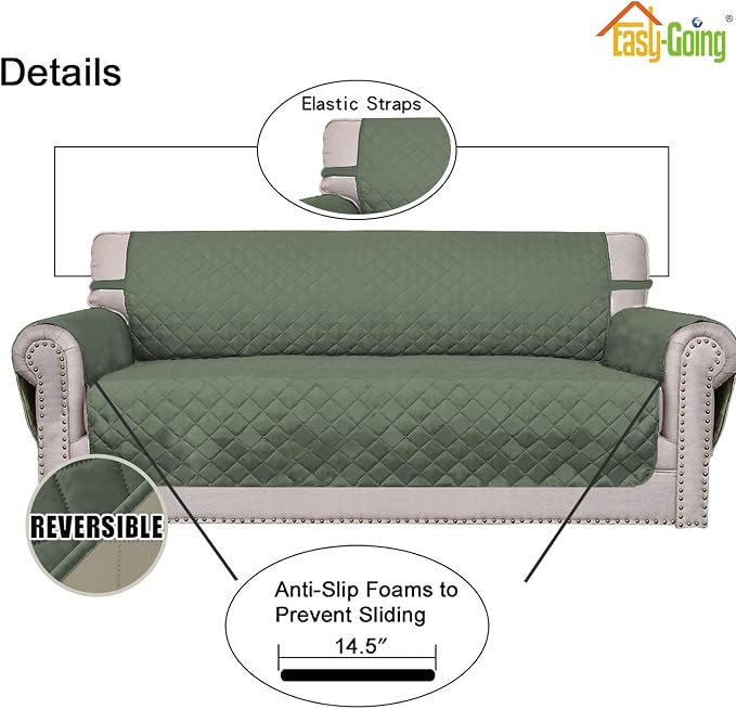 Easy-Going Reversible Couch Cover, 2 Cushion Sofa, Slipcover - Image 3