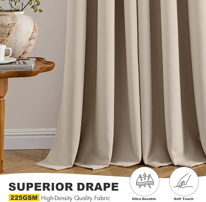 MIULEE Blackout Curtains for Bedroom 2 Panels 40 x 45 Inch Long Taupe | Thermal - Image 5
