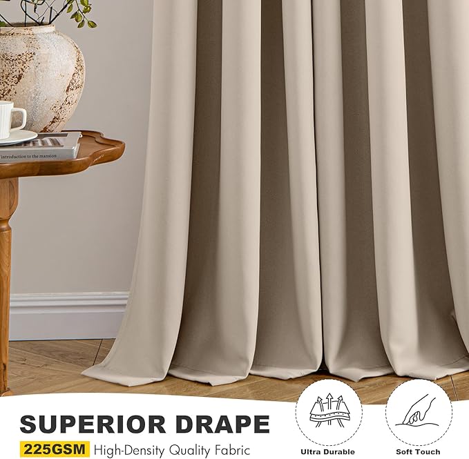 MIULEE Blackout Curtains for Bedroom 2 Panels 40 x 84 Inch Long Taupe | Thermal - Image 5