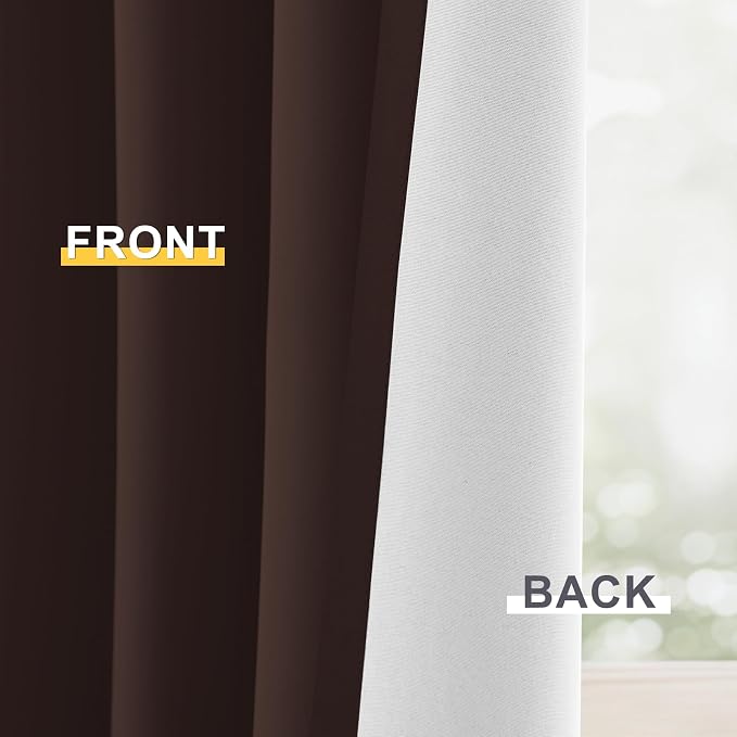 Yakamok Brown 100% Blackout Curtain Panels 63 inches, 2 Panels | Blackout - Image 6