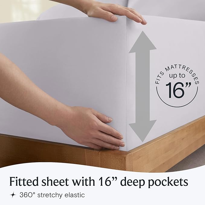 LuxClub 4 PC Sheet Set Bed Sheets Deep Pockets 16" Eco Friendly Wrinkle Free Cooling Machine Washable Hotel Bedding Silky Soft - Dove Gray Full