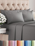 King 6 Piece Sheet Set - Comfy Breathable & Cooling - Ultra-Soft Hotel Luxury Bedding Set with 8-16 Inch Deep Pockets - 1 Flat & 1 Fitted Sheet & 4 Pillowcases - Wrinkle Free & Easy Care - Dark Grey